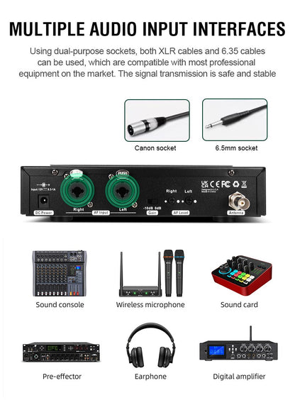 Sistema Sem Fio de Monitoramento Intra-Auricular UHF Gooermi LM210 Canal Estéreo Com Múltiplos Transmissores Para Pequenos Concertos e Home Theater