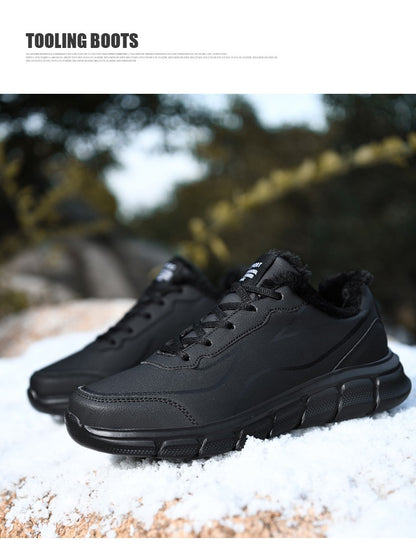 Tênis Masculino de Inverno Quente com Forro de Lã Confortável Impermeável Tamanhos Extras 46 47 48 Calçado Esportivo Casual Zapatillas Hombre