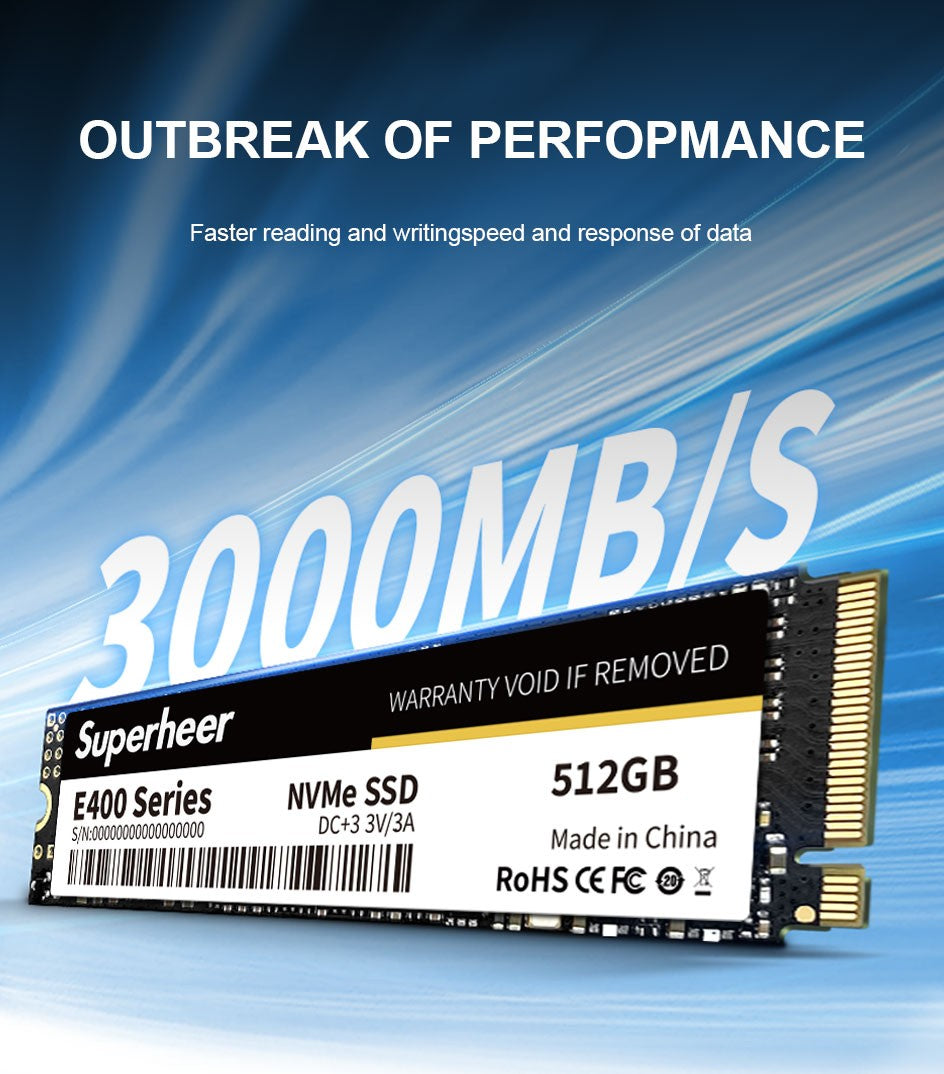 SSD M.2 NVMe 256GB 128GB 512GB SUPERHEER M.2 PCIe 3.0 1TB Disco Rígido 2280 Unidade de Estado Sólido Interna para Laptop Desktop