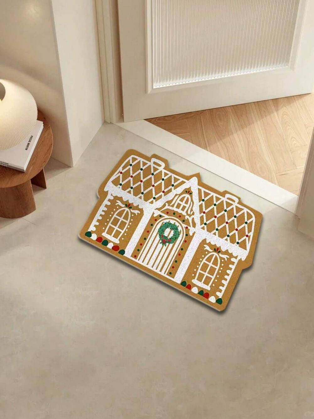 VIKAMA Gingerbread House Alien Welcome Doormat Bedroom Kitchen Floor Mats Non-Slip Outdoor Rugs Christmas Home Decoration