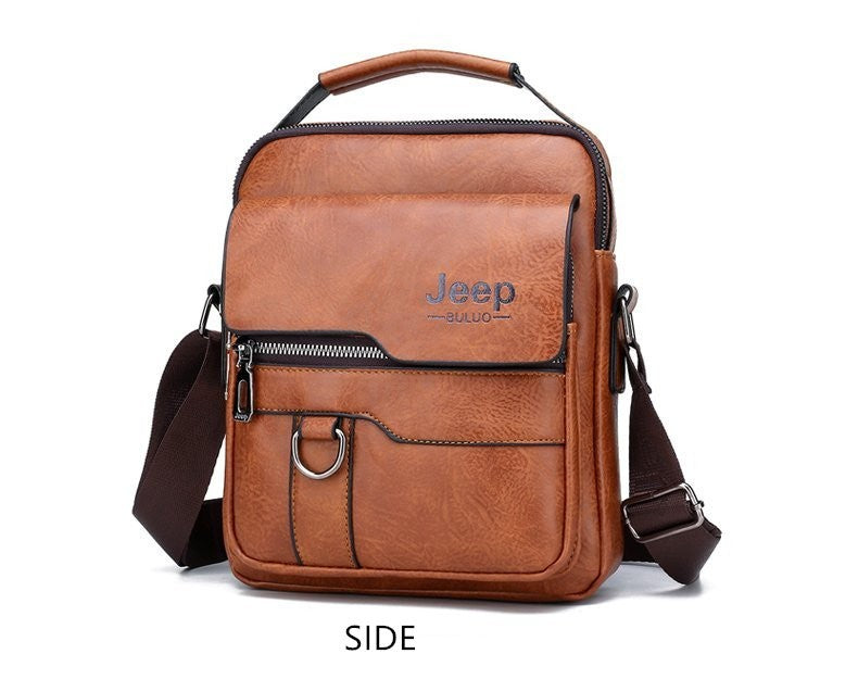 JEEP BULUO Luxury Brand Men Crossbody Messenger Bags Business Casual Handbag Male PU Shoulder Bag Large Capacity