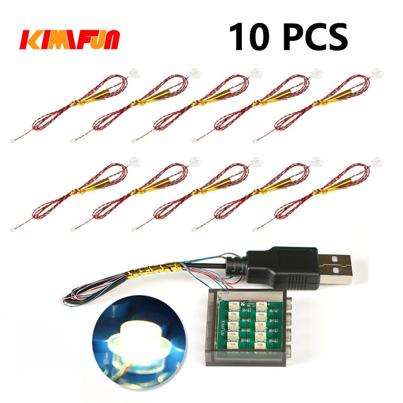 10PCS 0.8mm Pino RGB LED Blocos de Montar USB Lâmpada DIY Luz de Rua Cidade Decoração Elétrica 1X1 Tijolo Compatível com Todas as Marcas