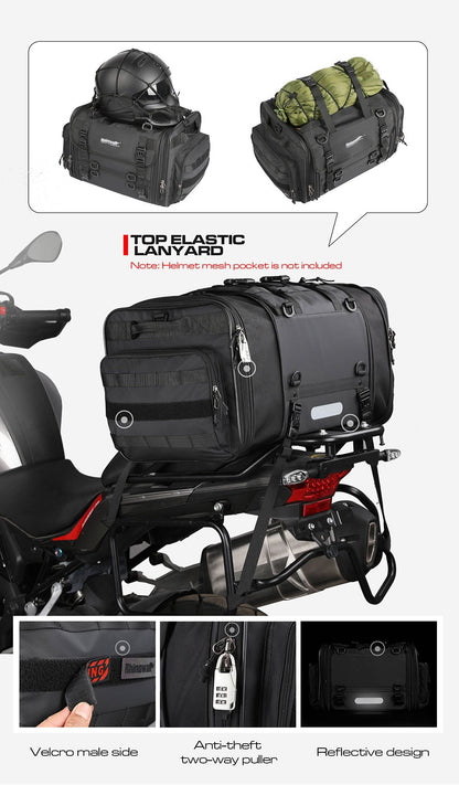 Motorcycle Tail Bag Waterproof 20L-60L Expandable Back Seat Saddle Bag Luggage Pannier Motorcycle Accessories Rider Backpack