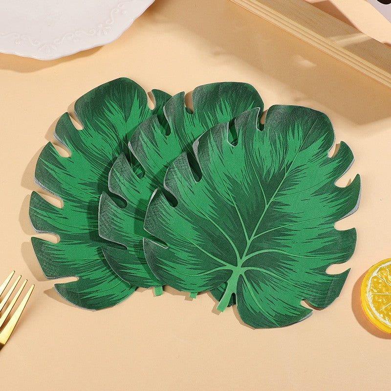 20-100Pcs Bulk Tropical Jungle Leaf Paper Napkin for Hawaiian Summer Beach Birthday Party Table Decoration Wedding Supplies