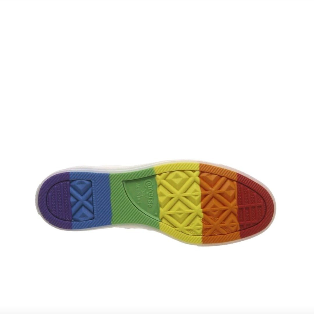 Converse Chuck Taylor All Star Men's and Women's Skateboarding Shoes, Outdoor, Breathable Sneakers, White/Rainbow Colors