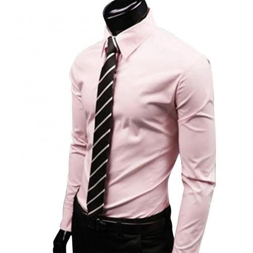 M - 5GG Camisa Social Masculina Manga Longa Slim Cor Sólida Casual Plus Size Camisa Masculina