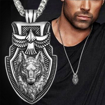 Colar Masculino de Aço Inoxidável com Pingente Triângulo e Cabeça de Lobo, Joia Punk de Animal para Homens, Presente de Aniversário, Estilo Hip Hop