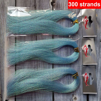 Pacote com 3 ou 10 unidades de 300 fios de tinsel torcido para iscas de pesca com mosca, linha de amarração, flash de cristal brilhante, material DIY