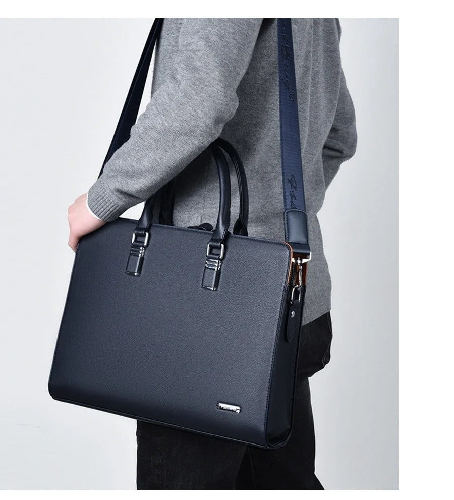 MOTAORA Genuine Leather Laptop Bag Men 14-15.6 Inch Business Briefcase Work Messenger Bag for MacBook HP Dell Acer