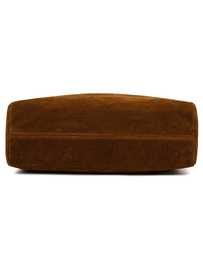 European American Autumn Winter Large Capacity Suede Women's Bag, Vintage Handbags Women Shoulder Bag, Retro Faux Suede Tote Bag