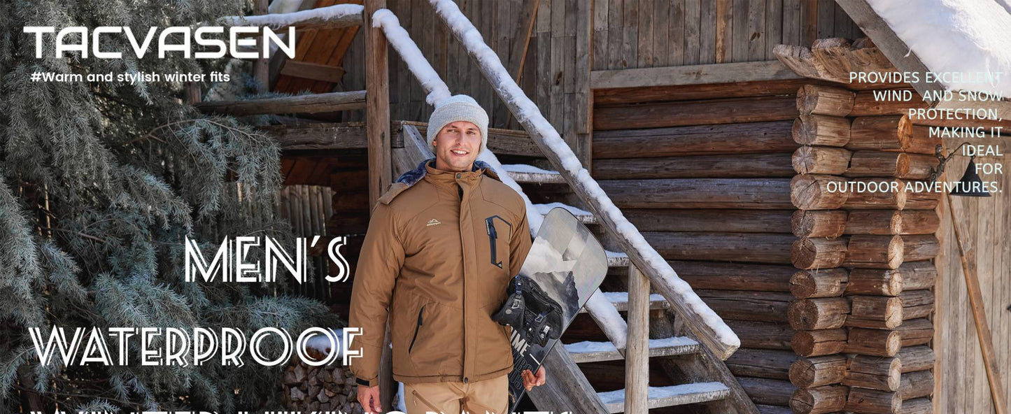 Calça Masculina de Inverno para Caminhada TACVASEN Forrada com Fleece, Impermeável, Softshell, para Esqui na Neve, Isolada, Cargo de Trabalho com 6 Bolsos com Zíper