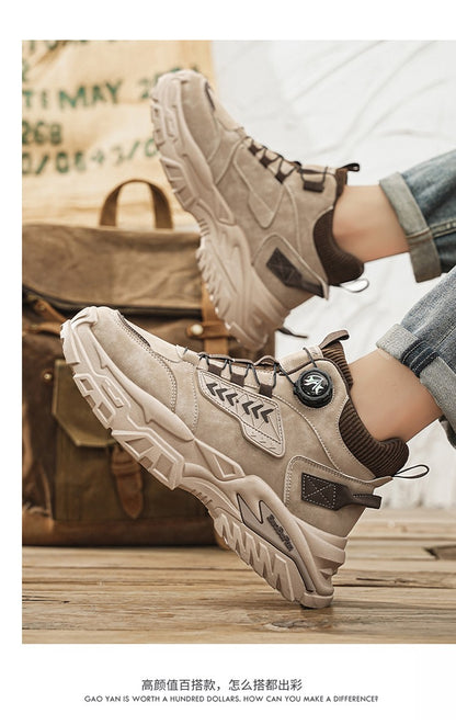 New Men's Casual Outdoor Construction Site Work Durable Safety Shoes, Black for Outdoor Mountain Climbing and Hiking Sports