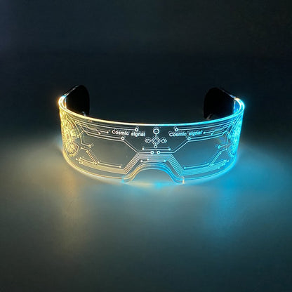 Led Luminous Glasses Bar Masquerade Concert Rave Goggles Rainbow Space Robot Futuristic Led DJ LIGHT Glasses Star Y2k Glasses