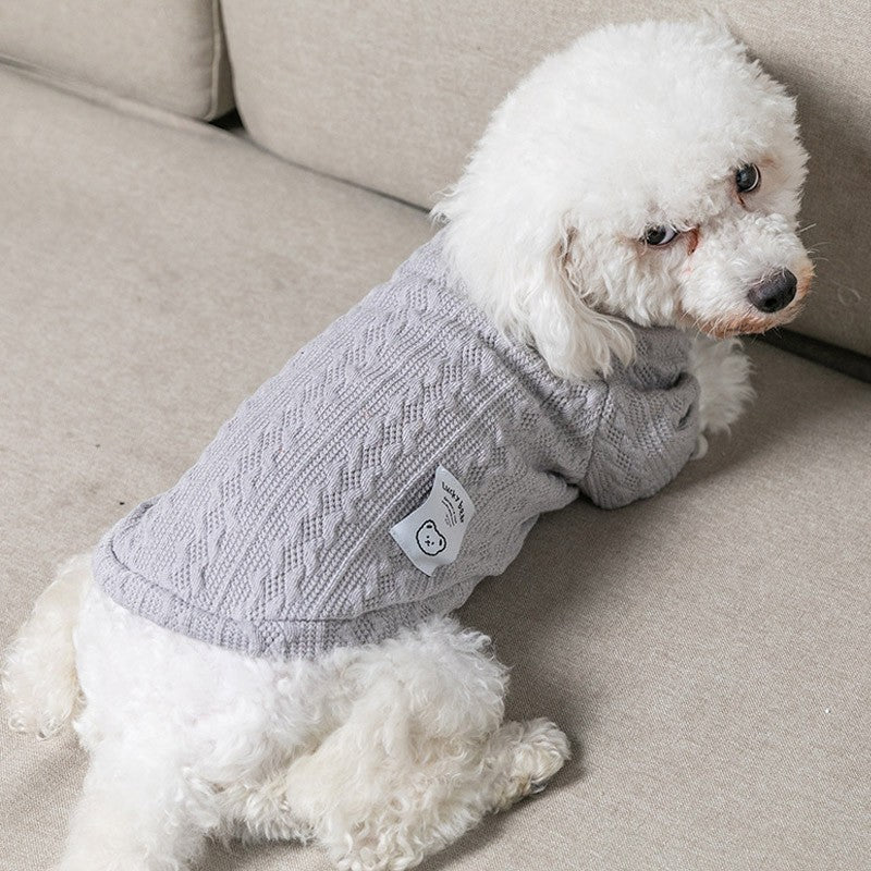 Suéter Clássico de Tricô para Cachorro Filhote Roupa de Inverno Quente para Animais de Estimação Pequenos Cães Gatos Colete Roupas para Animais de Estimação Traje de Bulldog Francês