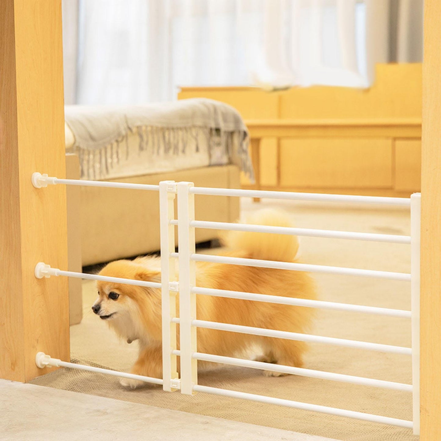 Portão Retrátil Portátil para Cães Proteção Ajustável Cerca Barreira para Bebês Portão de Escada para Pátio Gramado Jardim Escadas Porta