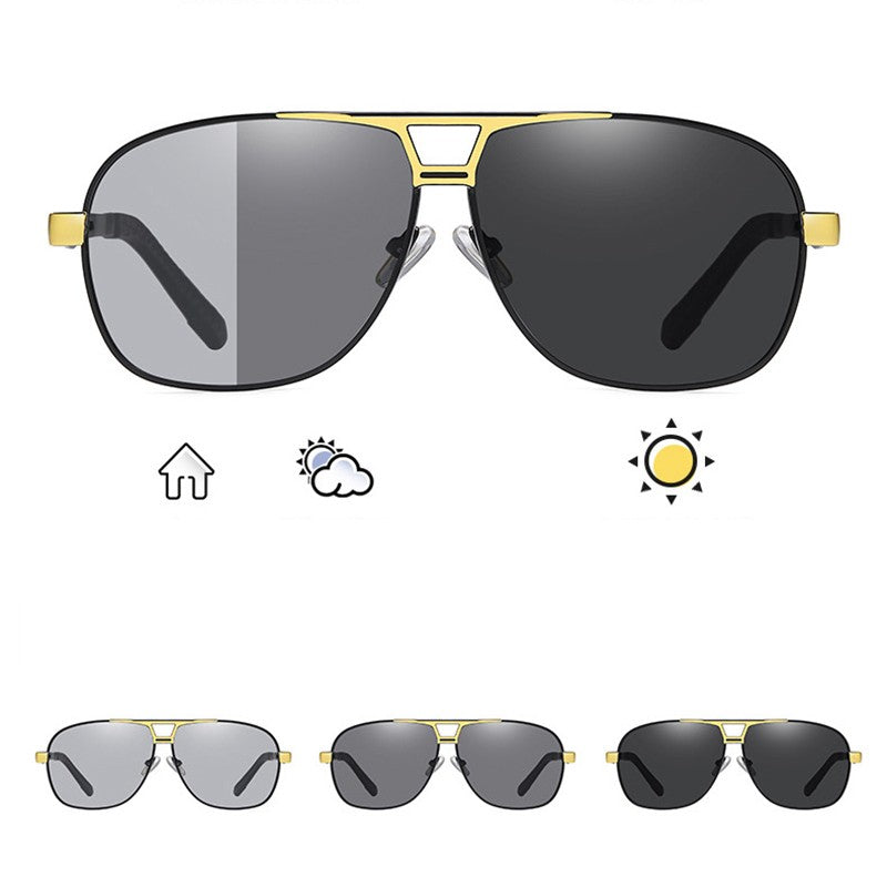 HUA HUA Fotocromático Masculino Óculos de Sol Masculino Novo Óculos de Sol Masculino Vintage Condução Sombreamento Óculos de Sol UV400 Gafas De Sol
