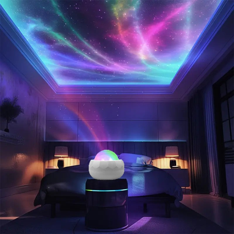 LED Aurora Projector LED Galaxy Night Light USB RGB 7 Modes 360° Rotating Night Sky Light with Remote for Home Theater Room Deco