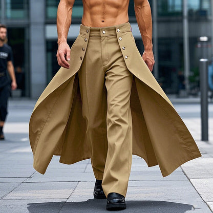 INCERUN Men Irregular Pants Solid Color Button Joggers Loose Casual Trousers Men Streetwear 2025 Fashion Male Long Pants S-5XL