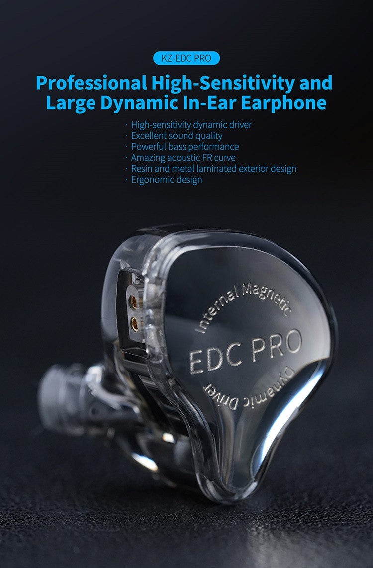 KZ EDC PRO IEM Earphones HIFI Bass In-ear Wired Headphones Dynamic Driver Monitor Earbuds with Detachable Audio Cable KZ EDX PRO