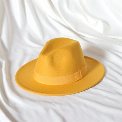 Leather Pink Fedora Wide brimmed Jazz Hat Autumn/Winter Classic Elegant Panama Hat Gentleman Hat Wholesale Sombrero