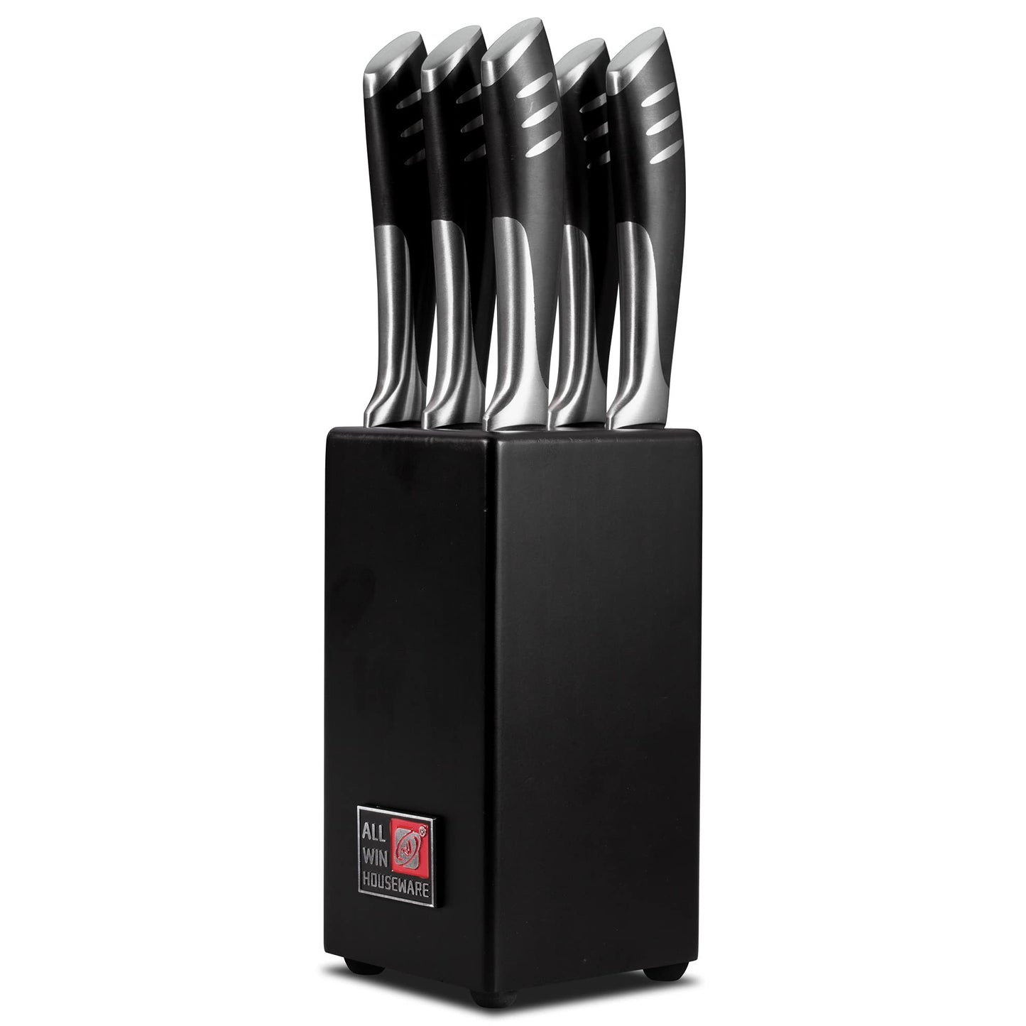 6-Piece Steak Knife Block Set High Carbon Stainless Steel Table Knife And Table Fork Set Double Forged Full Handle Dinner Knife