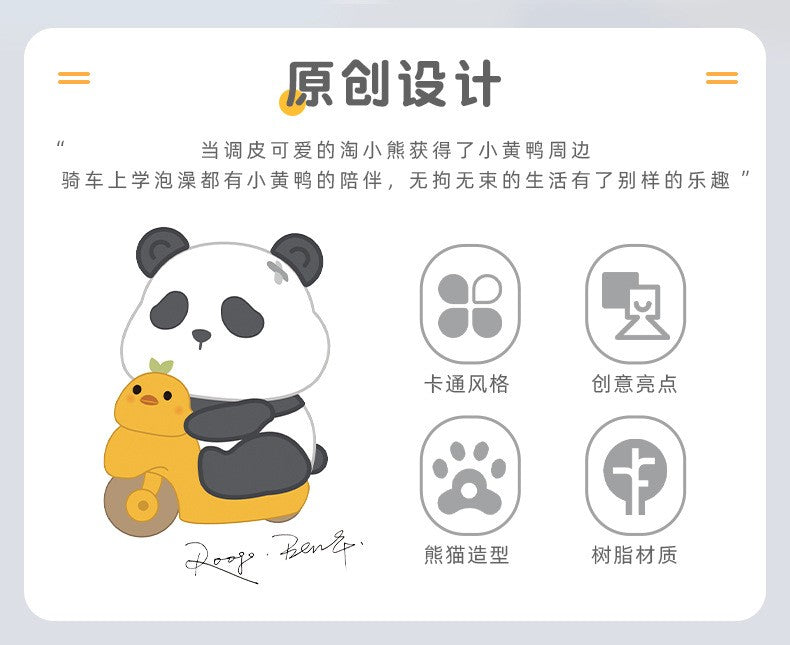 Estatuetas de panda de desenho animado para a mesa da sala de estar decorações fofas para casa artesanato em resina presentes criativos para alívio do estresse no escritório