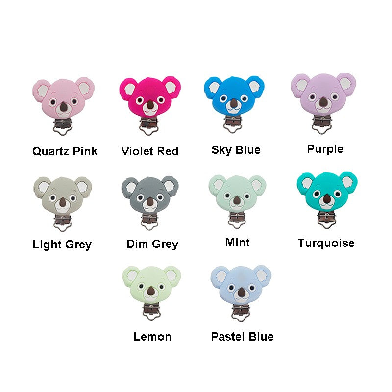 Chenkai 10PCS Round Bear Star Silicone Teether Clip DIY Baby Pacifier Dummy Chain Holder Soother Nursing Jewelry Toy Clips