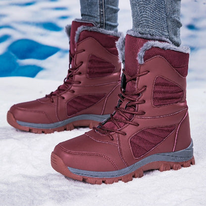 Winter Women's Snow Boots High Top Hiking Boots for Women Winter Outdoor Walking Sneakers Waterproof Plush Warm Platform Boots