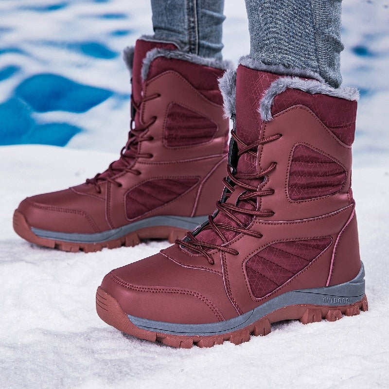 Winter Women's Snow Boots High Top Hiking Boots for Women Winter Outdoor Walking Sneakers Waterproof Plush Warm Platform Boots