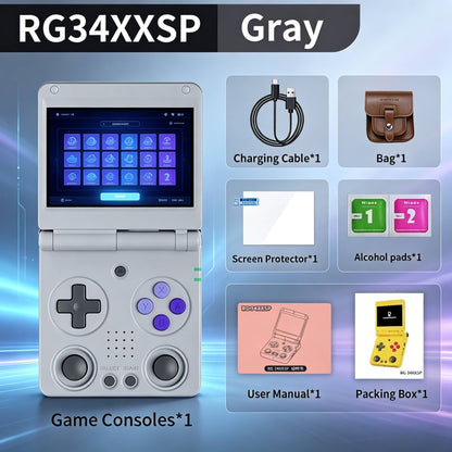 RG34XXSP ANBERNIC Flip Retro Handheld Game Console 3.4 Inch  Screen H700 Pocket Game Player Support PSP PS1 GBA NDS Arcade