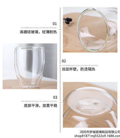 Copo de Vidro de Parede Dupla Resistente ao Calor 80-650ml Copos Transparentes para Cerveja Leite Café Água Atacado Conjunto de Canecas de Vidro para Beber Presente