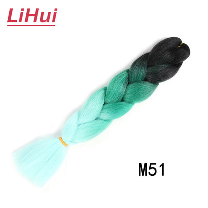 Cabelo Sintético Trança Jumbo 24 Polegadas Ombre Jumbo Extensão de Cabelo para Mulheres Tranças DIY Roxo Rosa Amarelo Cinza Lihu