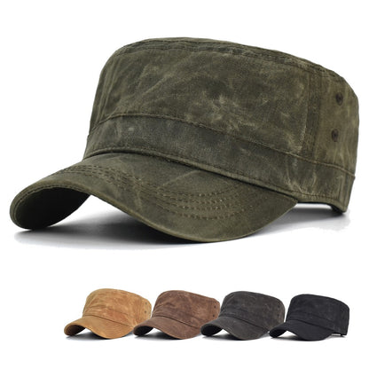 Bonés Militares de Lona Encerada Algodão Masculinos Impermeáveis Chapéu Cadete do Exército Design Único Vintage Topo Reto