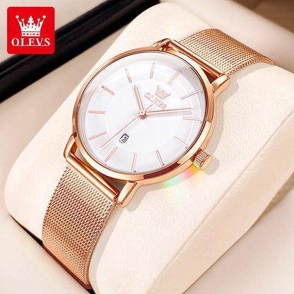 OLEVS 5869 Women Watch Fashion Simple Ultra Thin 6.5mm Quartz Women's Watch Top Brand Calendar Waterproof Women Luxury Watch