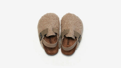 Children's Fleece Elastic Clogs Baby Boys Girls Plush Slipper Toddler Prewalker Footwear Winter Warm Soft Sole Shoes