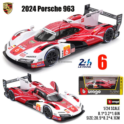 Bburago 1:24 Porsche 963 24 alloy racing car Alloy Luxury Diecast Car Model Toy Collection Gift Multiple styles to choose from
