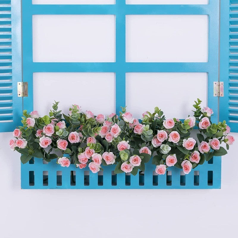10 Heads pink Artificial Silk Rose Flowers Fake White Eucalyptus  Peony Flower Bouquet, for Home Wedding Party Garden Decoration