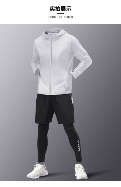 5pcs Men's Lightweight Summer Ice Silk Athletic Set Quick-Dry Running Clothes Outdoor Kit Cycling Fitness Men's Sportswear Set