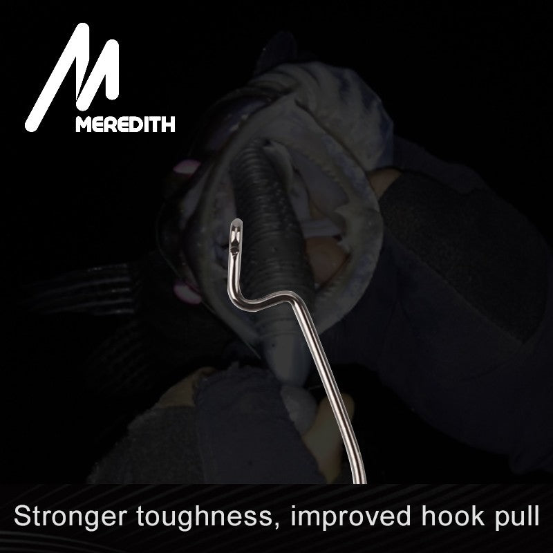 MEREDITH 50 unidades/pacote Anzóis de minhoca macia de pesca de aço de alto carbono larga Super Lock Anzóis de pesca de isca macia 8#-5/0 Material de pesca