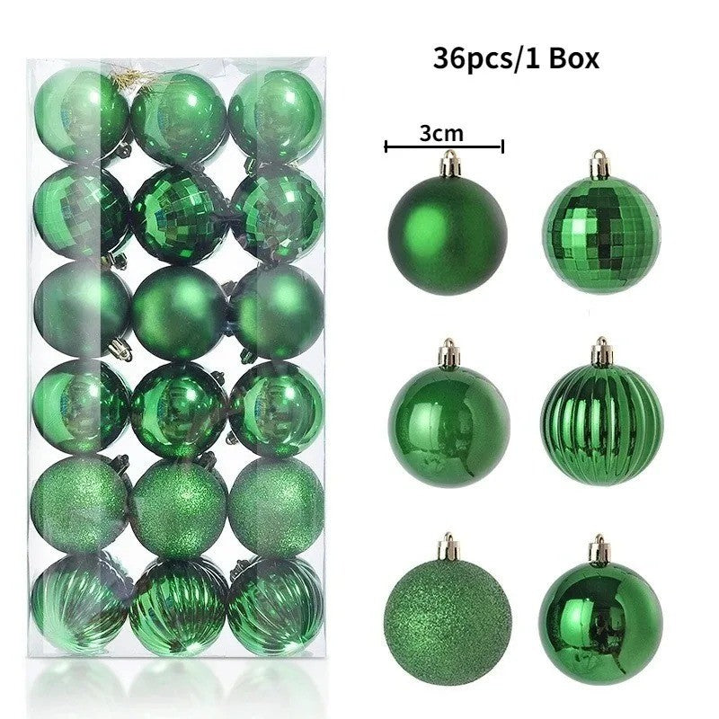24Pcs 3cm Christmas Balls Christmas Tree Decoration Xmas Hanging Tree Pendants Home Party Christmas Tree Decor New Year Gifts