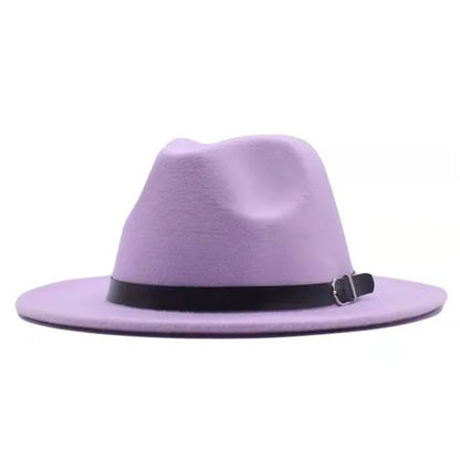 Men's fedora hat Men's and women's universal solid color fedora hat Women's 21 color wide brim jazz hat Autumn and winter Britis