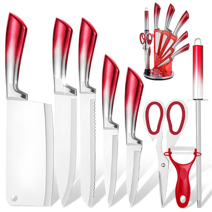 MDHAND 9 Peças Conjunto de Blocos de Facas de Aço Inoxidável com Afiador Cortar Fatiar Frutas Carne Cutelo Faca Utilitária Facas Acessórios