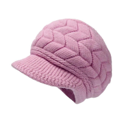 Women's Winter Solid Color Warm Knitting Loose Beret Leisure Ski Cap Korean Version Beret Plus Velvet Thick Knitting Ear Cap