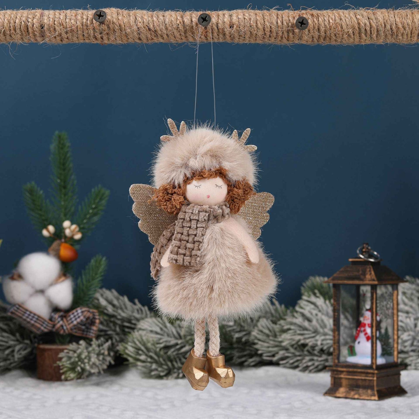 Christmas plush antlers angel girl pendant Christmas tree pendant creative doll pendant gift