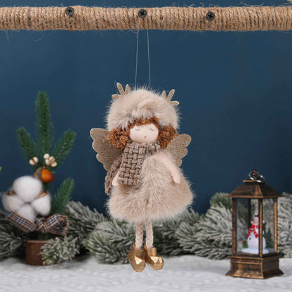Christmas plush antlers angel girl pendant Christmas tree pendant creative doll pendant gift