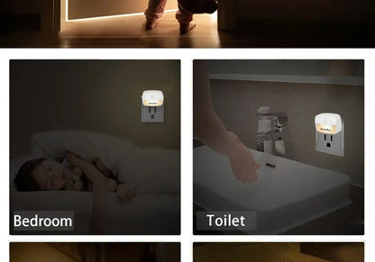 LED Night Light With Motion Sensor Light EU US Plug Socket Lamps Children Night Lights Wireless Wall Bedside Bedroom Night Lamp
