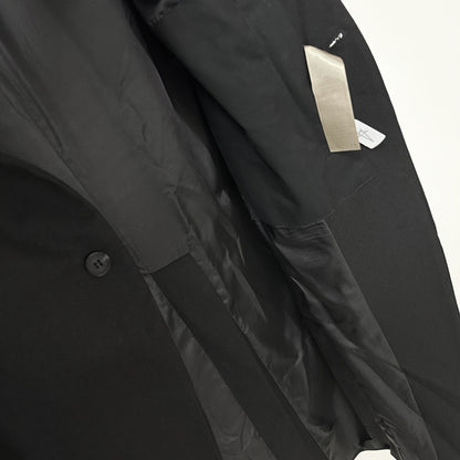 High Street Men's and Women's RO Dark Show Knitted Edge Splicing Sleeve Wide Shoulder Windbreaker Coat Medium Length Blazer Coat