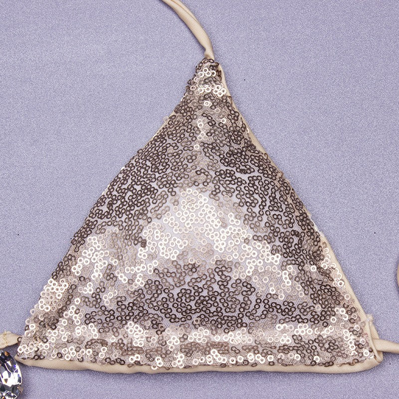 Sequins Sexy Bikinis Swimsuit With Rhinestones Women Swimwear Female Push Up Bikini Beach Swim Wear Bathing Suits Pool Bather