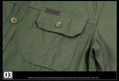 Men's Streetwear Casual Button Down Military Cargo Shirt Short Sleeve Cotton Dress Shirts For Hiking Fishing Golf Polos Shirts