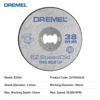 Dremel EZ456 5 peças EZ Lock 38,1 mm de diâmetro rebolo de corte reforçado com fibra de vidro Disco de corte para ferramenta rotativa para lixar